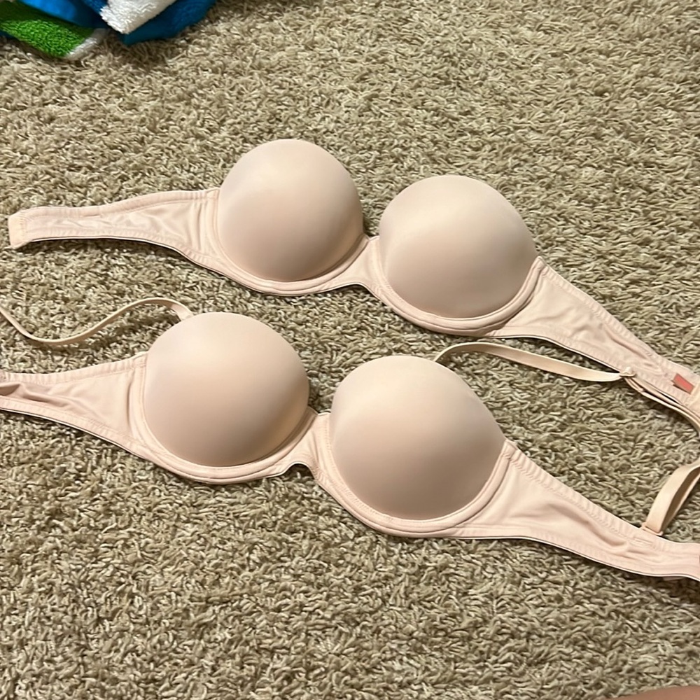 2 nude push up bras